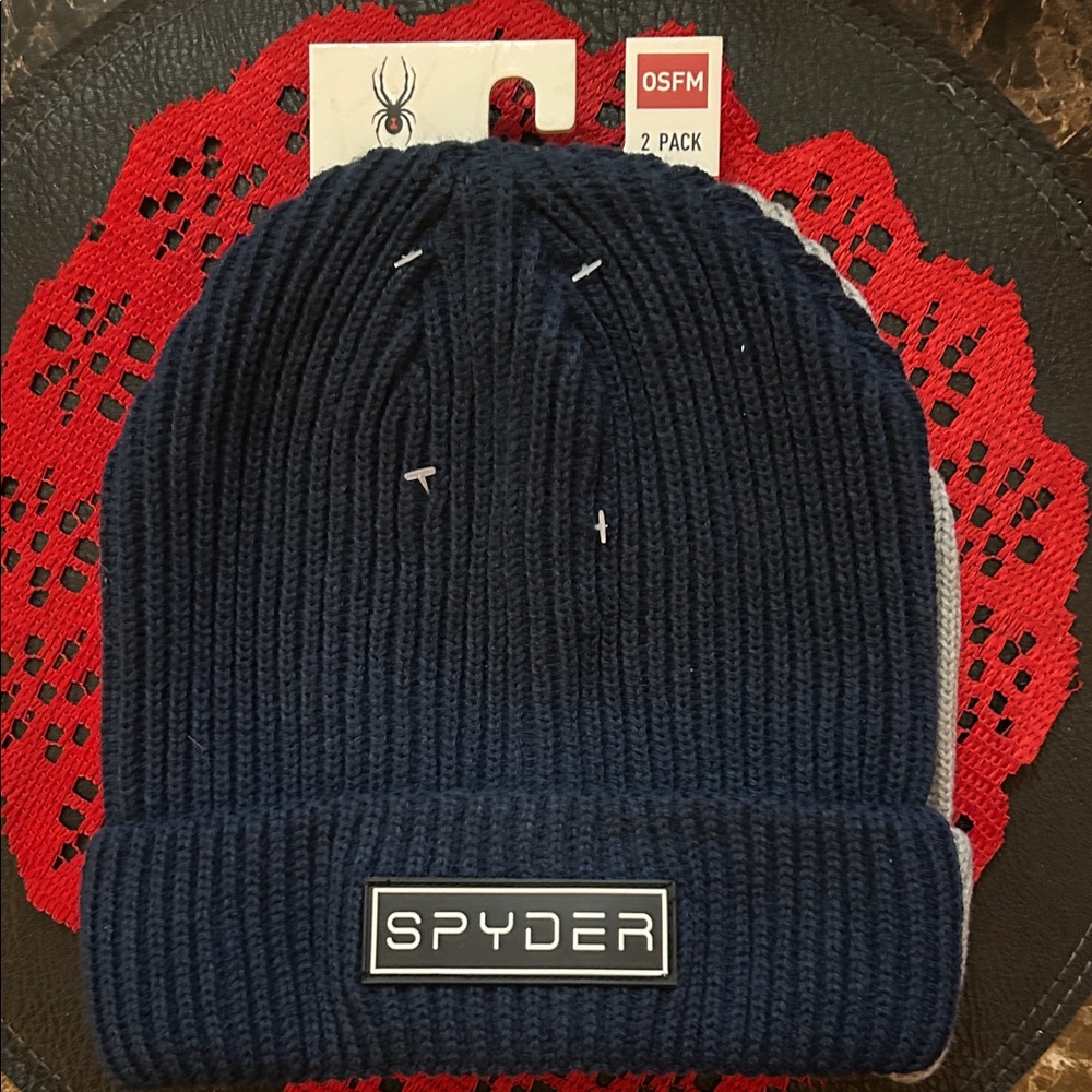 Spyder Grey & Dark Blue Knit Beanie